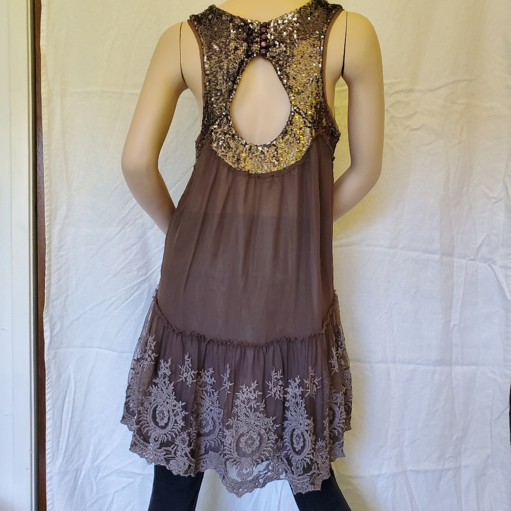 Free People Mirror Mirror Sequin Tunic Top Dress Sz L - Picture 4 of 9